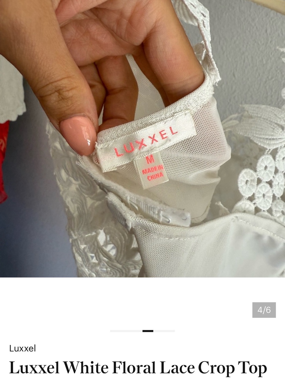 Luxxel White Floral Lace Bralette Crop Top - Picture 8 of 8